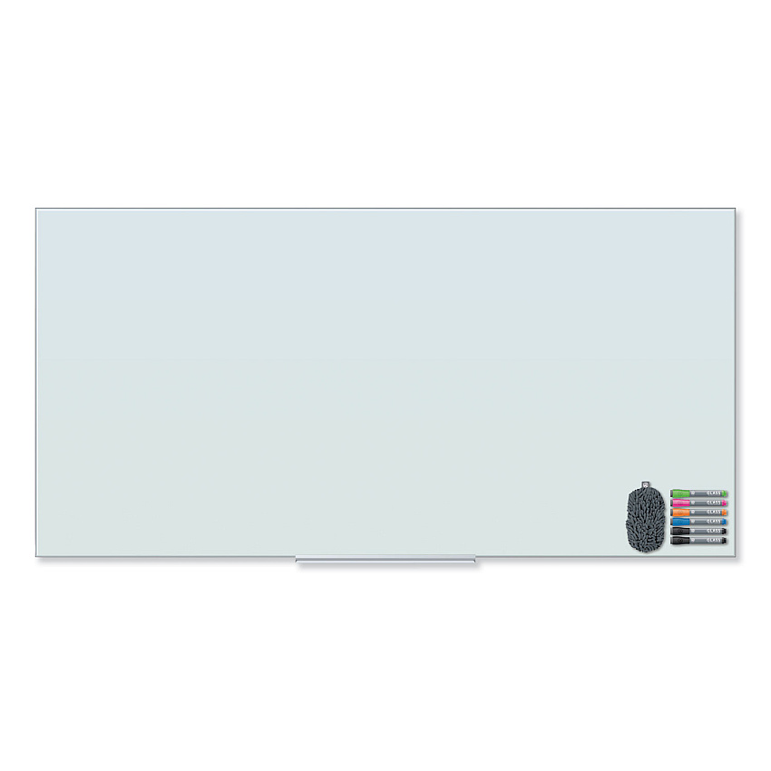 U Brands Floating Glass Dry Erase Board, 70 x 35, White (3978U0001)