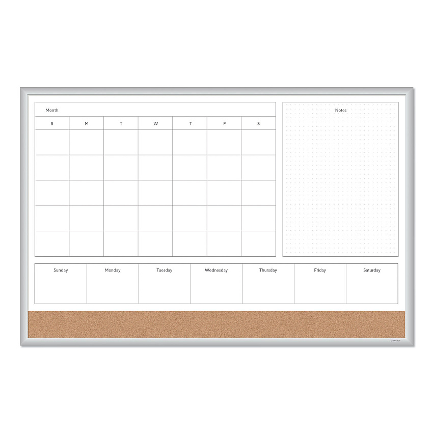 U Brands 4N1 Magnetic Dry Erase Combo Board, 35 x 23, Tan/White Surface, Silver Aluminum Frame (3891U0001)