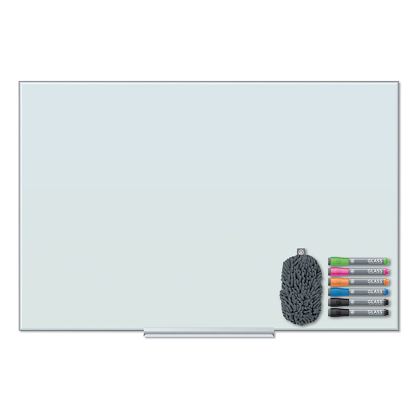 U Brands Floating Glass Dry Erase Board, 35 x 23, White (3975U0001)