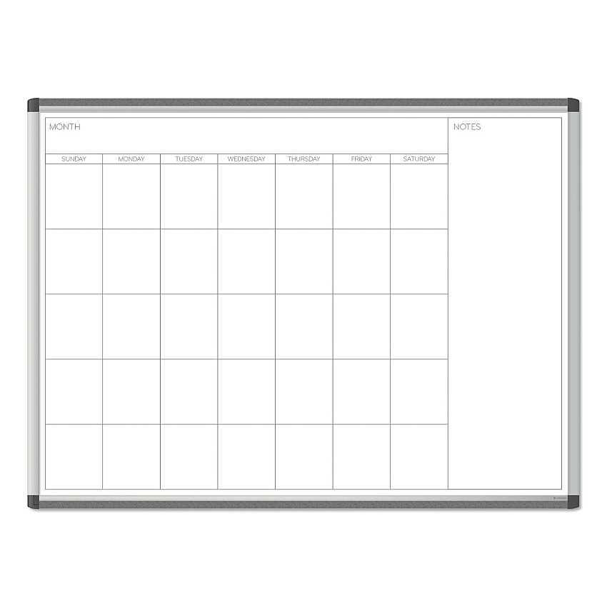 U Brands PINIT Magnetic Dry Erase Undated One Month Calendar, 47 x 35, White (2903U0001)