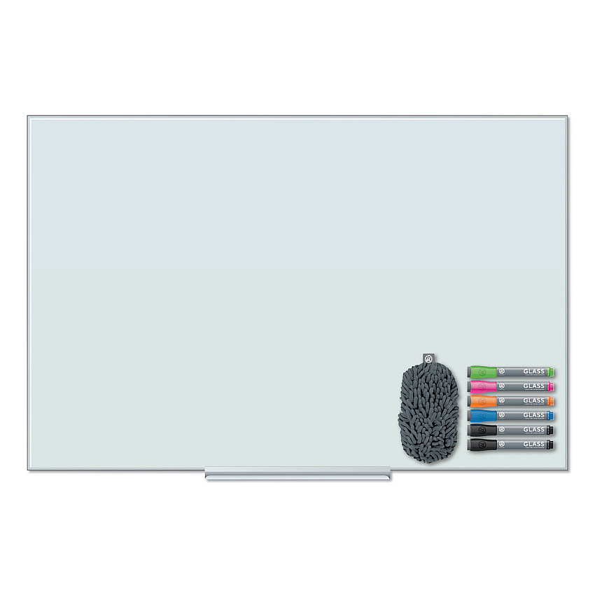 U Brands Floating Glass Dry Erase Board, 47 x 35, White (3977U0001)
