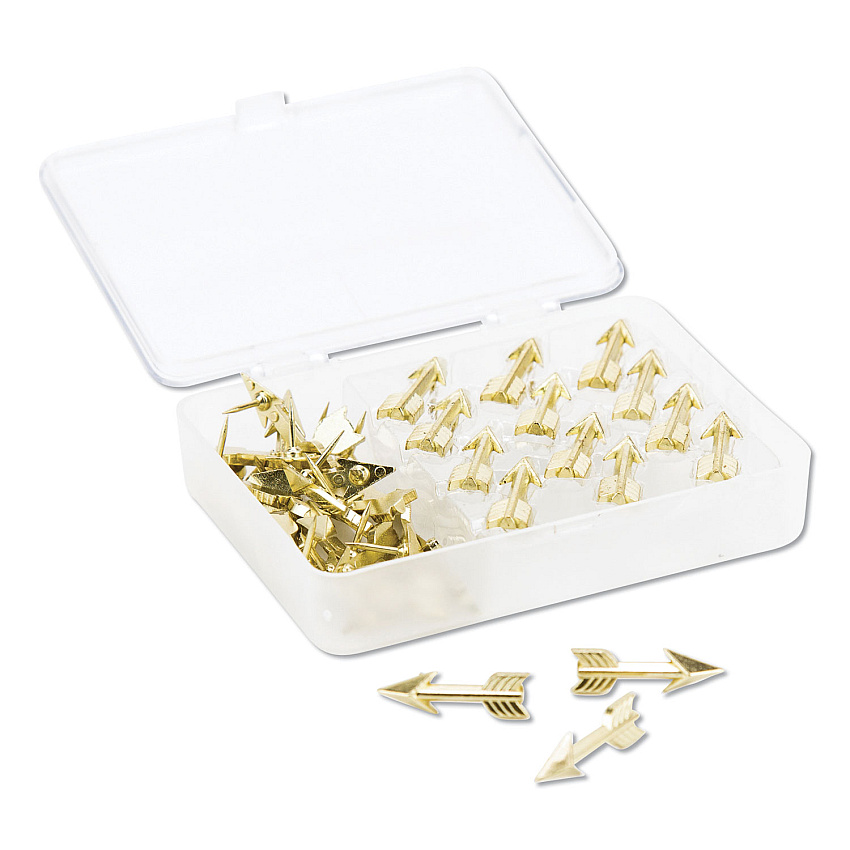 U Brands Fashion Push Pins, Steel, Gold, 0.38", 36/Pack 0.38" Shank - 0.88" Head - Gold - 36 / Pack (3083U0624)