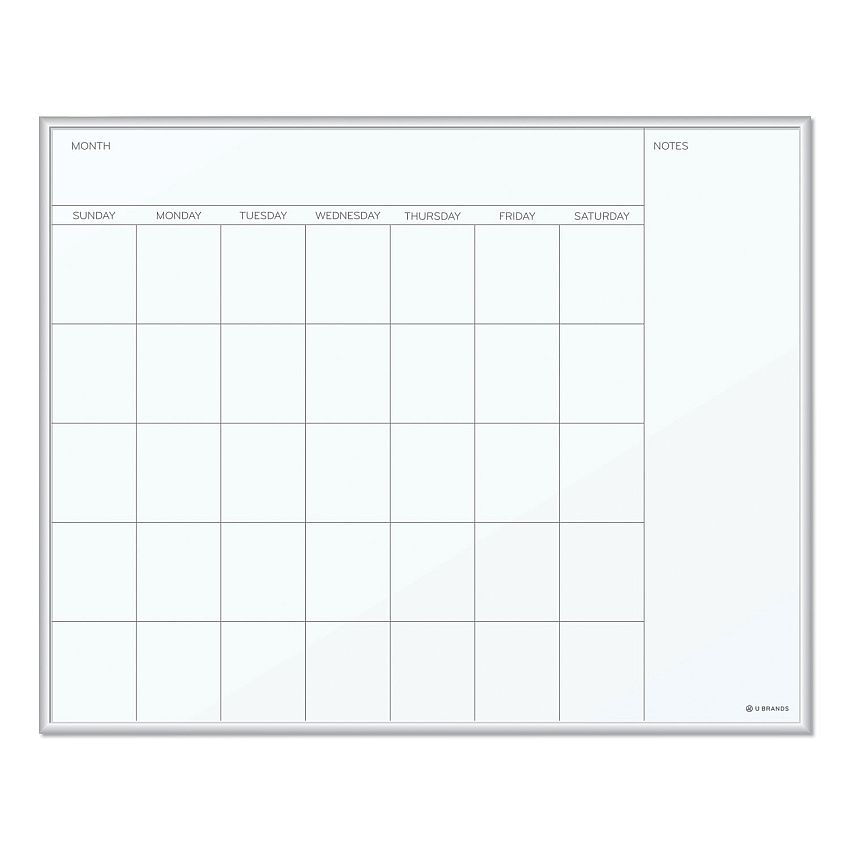 U Brands Magnetic Dry Erase Board, Undated One Month, 20 x 16, White Surface, Silver Aluminum Frame (361U0001)