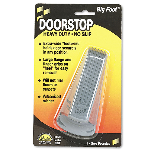 Master Caster Big Foot Doorstop, No Slip Rubber Wedge, 2.25w x 4.75d x 1.25h, Gray (00941)