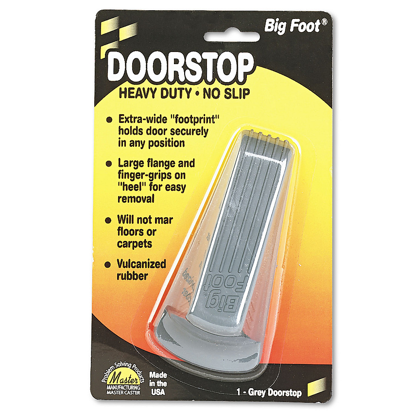 Master Caster Big Foot Doorstop, No Slip Rubber Wedge, 2.25w x 4.75d x 1.25h, Gray (00941)