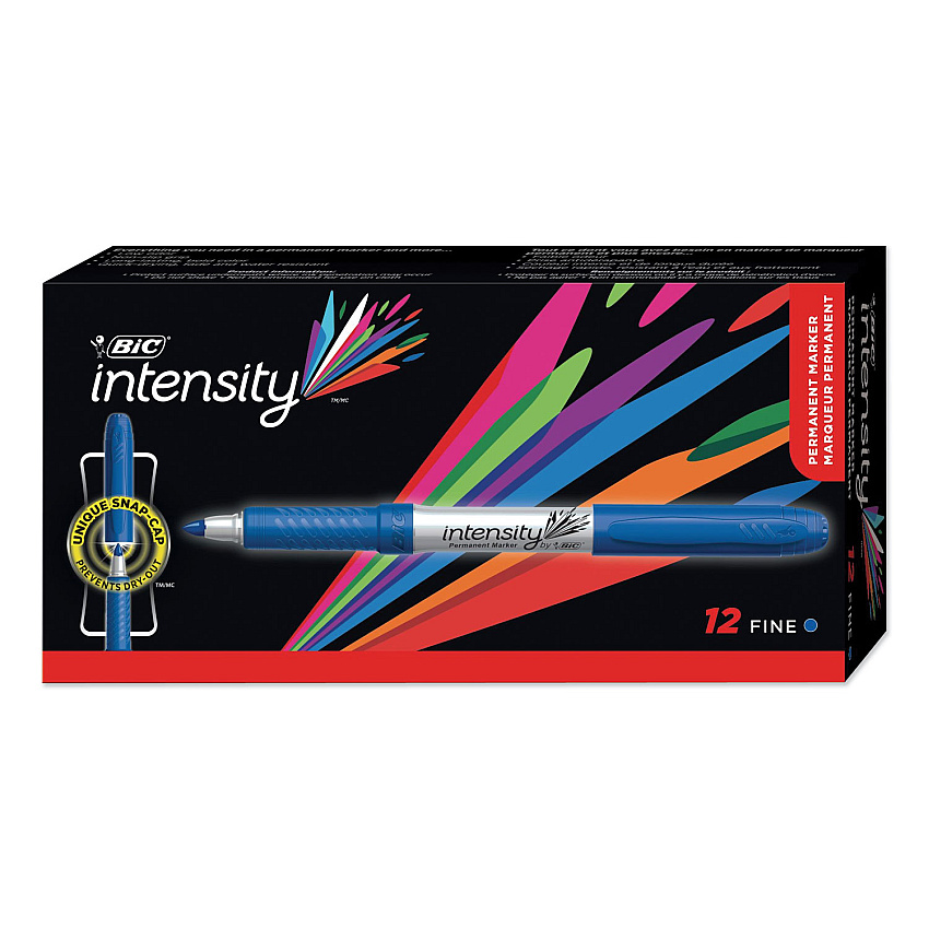 BIC Intensity Fine Tip Permanent Marker, Fine Bullet Tip, Deep Sea Blue, Dozen (GPM11BE)
