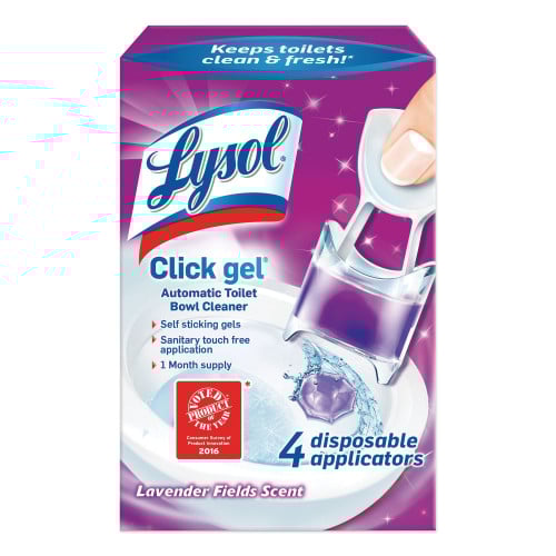 Lysol Click Gel Automatic Toilet Bowl Cleaner, Lavender, 4ct (Pack of 3)