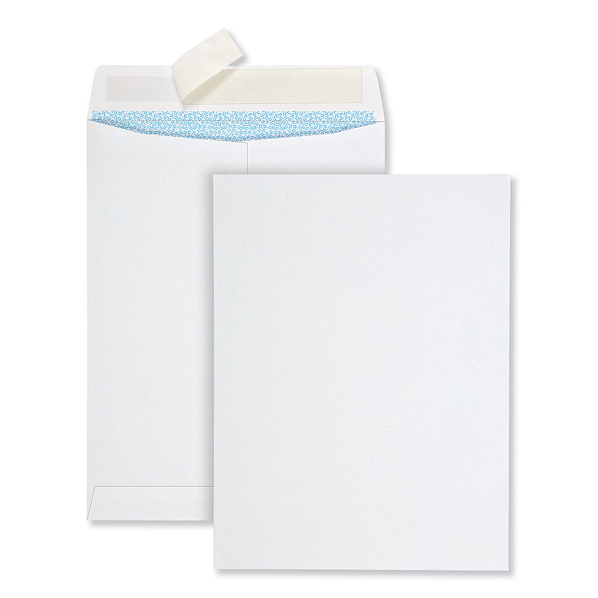 Quality Park Redi-Strip Security Tinted Envelope, #10 1/2, Square Flap, Redi-Strip Adhesive Closure, 9 x 12, White, 100/Box (44926)