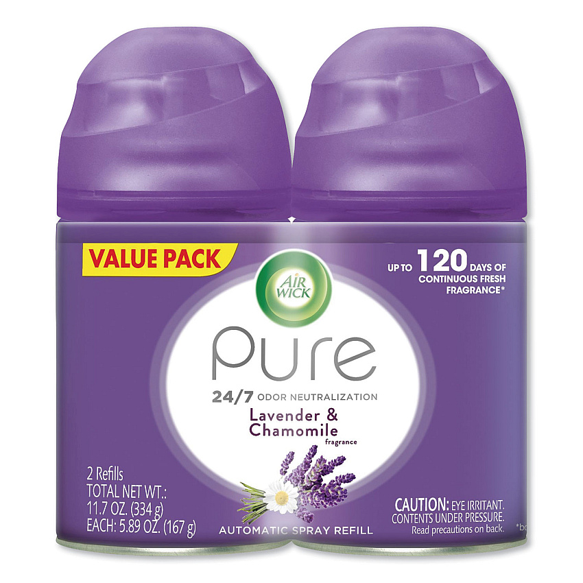 Air Wick Freshmatic Ultra Spray Refill, Lavender/Chamomile, 5.89 oz Aerosol Spray, 2/Pack, 3 Packs/Carton (85595)