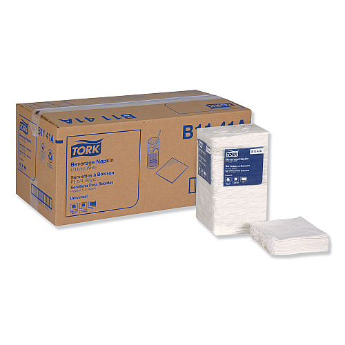Tork&reg; Beverage Napkins, 1-Ply, 500 Napkin Pack, 8 Packs (B1141A)