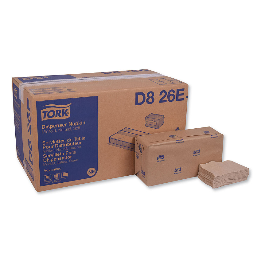 Tork&reg; Minifold Dispenser Napkins, Brown, 500 Napkin Pack, 12 Packs (D826E)