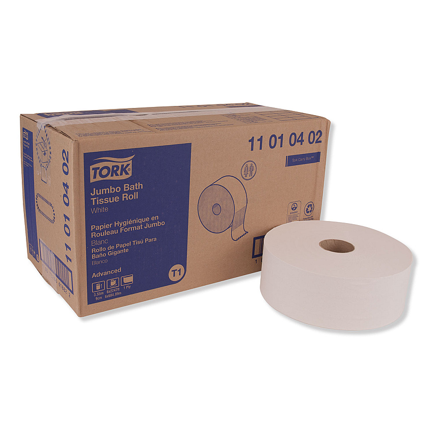 Tork&reg; Advanced Jumbo Toilet Paper, 1-Ply, 2,247-ft., 6 Rolls (11010402)
