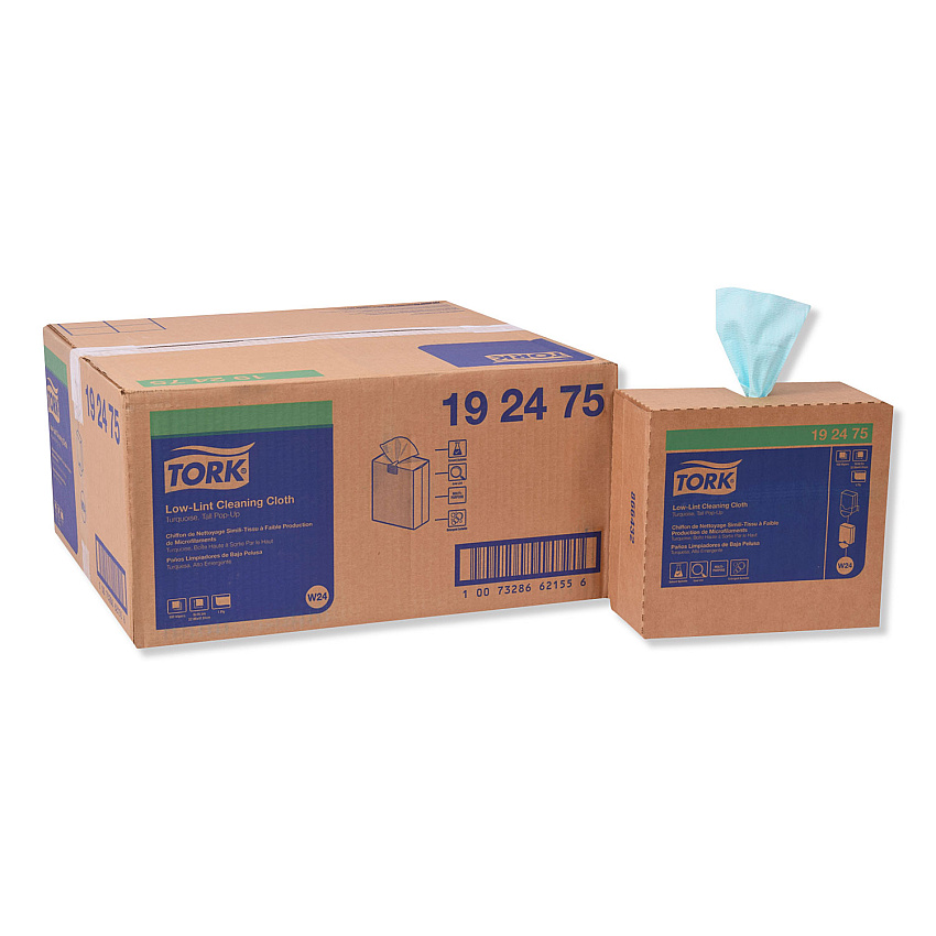 Tork&reg; Low-Lint Cleaning Cloth, 1-ply, Blue, 100 Cloths, 8 Boxes (192475)