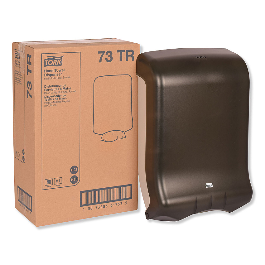 Tork&reg; Multifold and C-Fold Hand Towel Dispenser, Smoke (73TR)