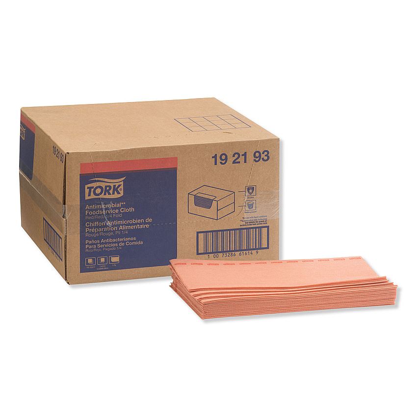 Tork&reg; Foodservice Cleaning Cloth, 1-Ply, Red, 150 Cloths (192193)