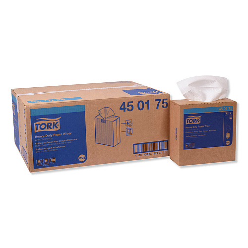Tork&reg; Heavy-Duty Paper Wiper, 1-Ply, White, 90 Wipers, 10 Boxes (450175)