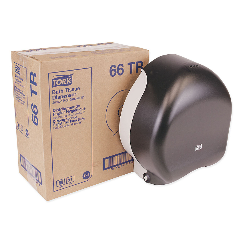Tork&reg; Jumbo Toilet Paper Dispenser, 1-Roll, Smoke (66TR)
