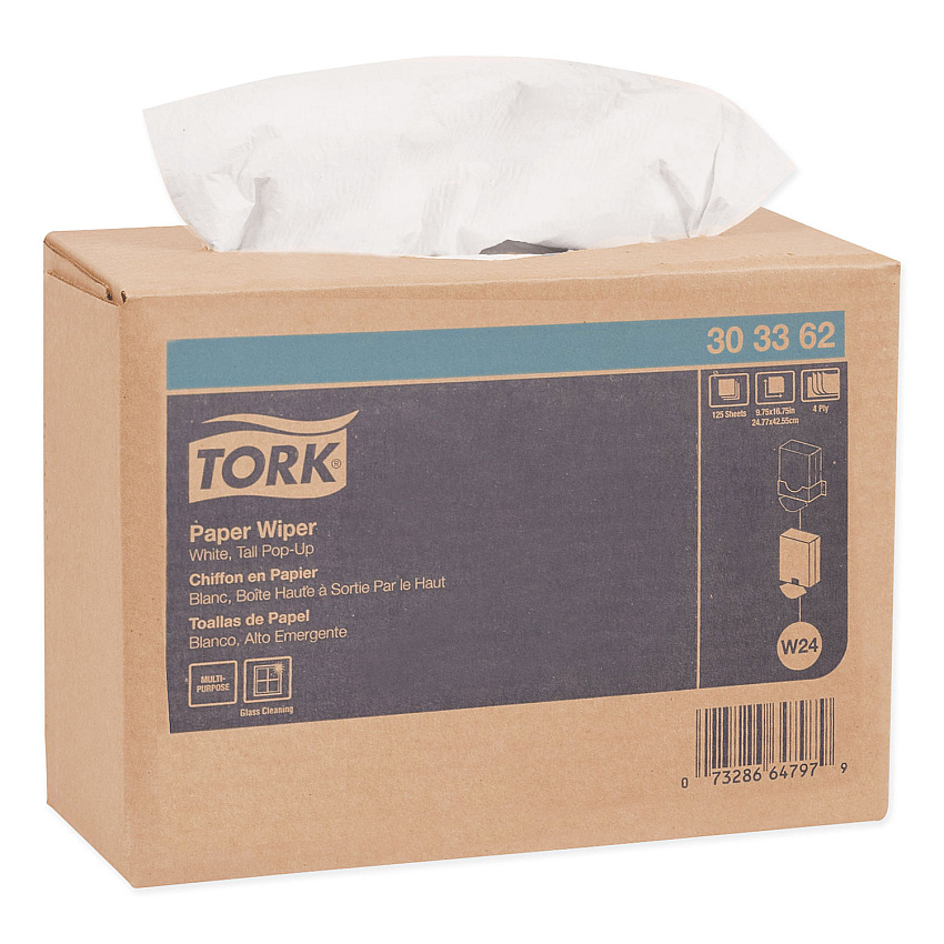 Tork&reg; Multipurpose Paper Wiper, 4-Ply, White, 1000 Wipers (303362)