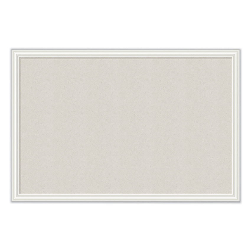 U Brands Linen Bulletin Board with Decor Frame, 30 x 20, Tan Surface, White Wood Frame (2074U0001)