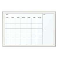 U Brands Magnetic Dry Erase Calendar with Decor Frame, One Month, 30 x 20, White Surface, White Wood Frame (2075U0001)