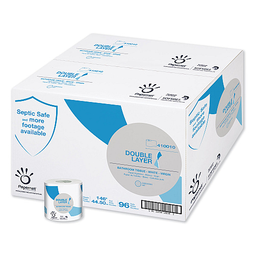 Papernet Double Layer Toilet Tissue, Pure Cellulose, Septic Safe, 1-Ply, White, 500 Sheets/Roll, 96 Rolls/Carton (410010)