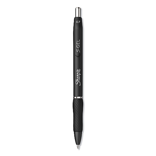 Sharpie S-Gel High-Performance Gel Pen, Retractable, Medium 0.7 mm, Black Ink, Black Barrel, Dozen (2096159)
