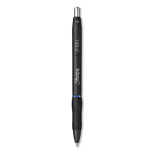 Sharpie S-Gel High-Performance Gel Pen, Retractable, Bold 1 mm, Blue Ink, Black Barrel, Dozen (2096187)