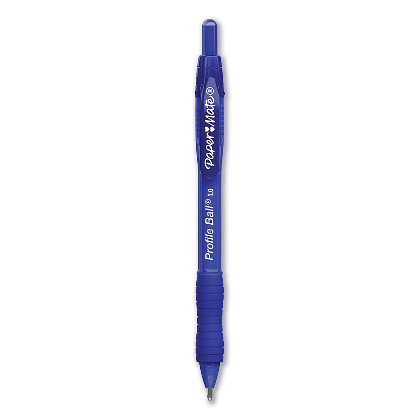 Paper Mate Profile Ballpoint Pen, Retractable, Medium 1 mm, Blue Ink, Translucent Blue Barrel, 4/Pack (2113555)