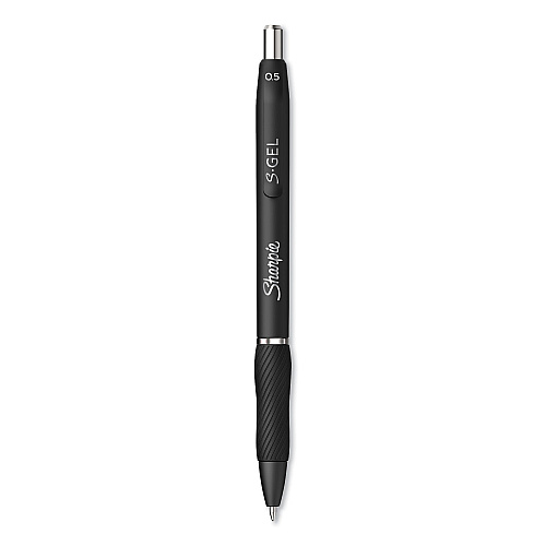 Sharpie S-Gel High-Performance Gel Pen, Retractable, Fine 0.5 mm, Black Ink, Black Barrel, Dozen (2096145)