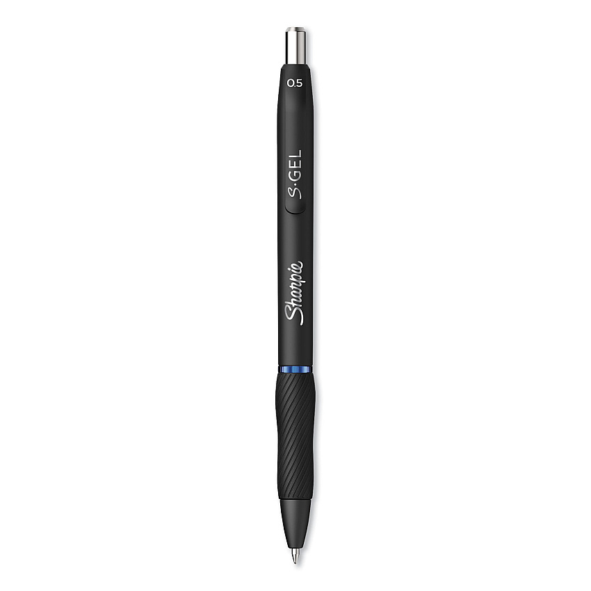 Sharpie S-Gel High-Performance Gel Pen, Retractable, Fine 0.5 mm, Blue Ink, Black Barrel, Dozen (2096146)