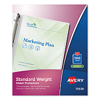 Avery Top-Load Sheet Protector, Standard, Letter, Semi-Clear, 100/Box (75536)