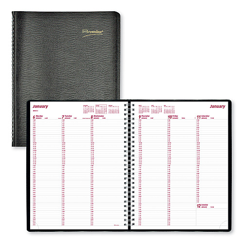 Brownline Essential Collection Weekly Appointment Book in Columnar Format, 11 x 8.5, Black Cover, 12-Month (Jan to Dec): 2026 (CB950BLK)