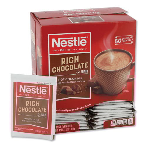 Nestle Hot Cocoa Mix, Rich Chocolate, .71oz, 50/Box (25485
