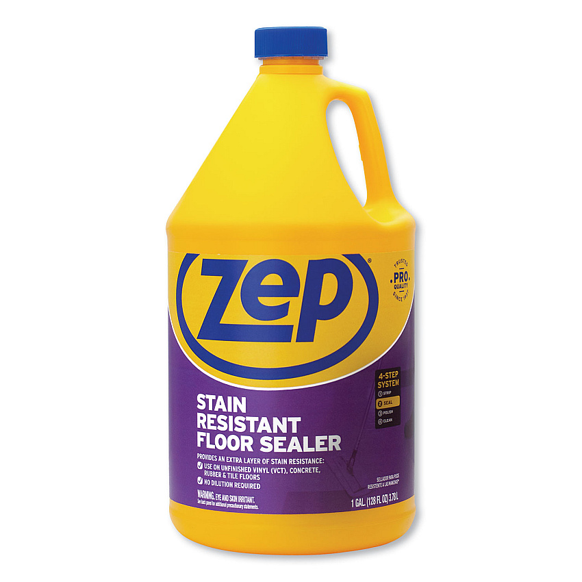 Zep Commercial Stain Resistant Floor Sealer, Unscented, 1 gal, 4/Carton (ZUFSLR128CT)
