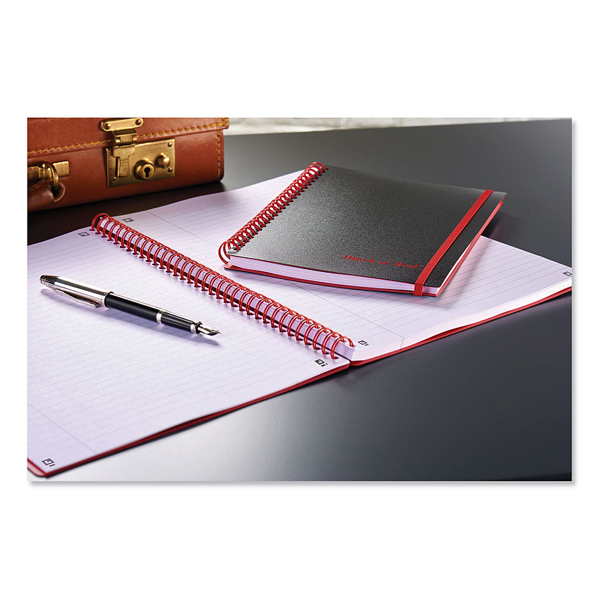 Black n' Red Flexible Cover Twinwire Notebooks, SCRIBZEE Compatible, 1-Subject, Wide/Legal Rule, Black Cover, (70) 11.75 x 8.25 Sheets (E67008)