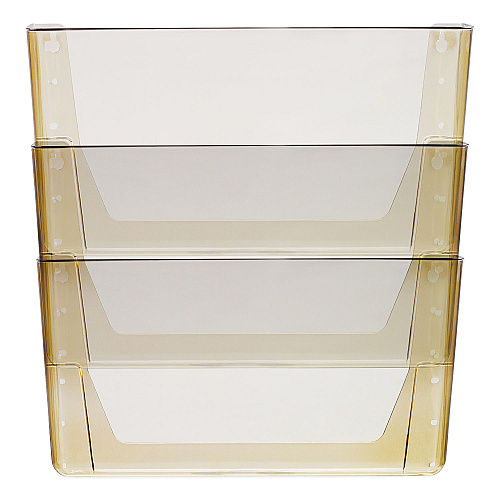 Storex Wall File, 3 Sections, Letter Size, 13" x 4" x 14",  Smoke, 3/Set (70246U06C)