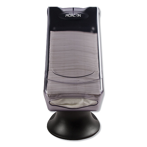 Morcon Paper Valay Tower Napkin Dispenser, 8 x 17.25 x 13, Transparent Black (NT555)