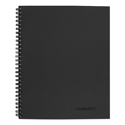 Cambridge Wirebound Business Notebook, 1-Subject, Wide/Legal Rule, Black Linen Cover, (80) 11 x 8.5 Sheets (06062)