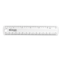 Westcott Transparent Shatter-Resistant Plastic Ruler, Standard/Metric, 6