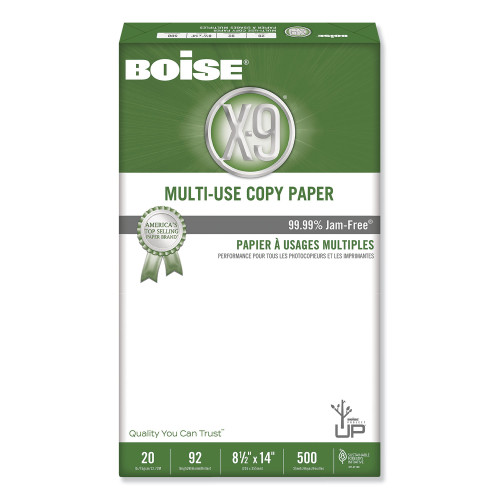 Boise X9 MultiUse Copy Paper, 92 Bright, 20lb, 8.5 x 14, White, 500 Sheets/Ream, 10 Reams
