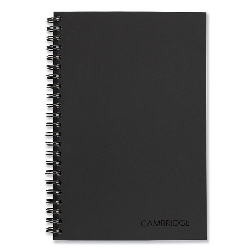 Cambridge Wirebound Business Notebook, 1-Subject, Wide/Legal Rule, Black Linen Cover, (80) 8 x 5 Sheets (06074)