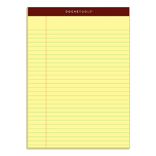 TOPS Docket Gold Ruled Perforated Pads, Wide/Legal Rule, 50 Canary-Yellow 8.5 x 11.75 Sheets, 12/Pack (63950)