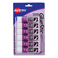 Avery Permanent Glue Stic Value Pack, 0.26 oz, Applies Purple, Dries Clear, 6/Pack (98096)
