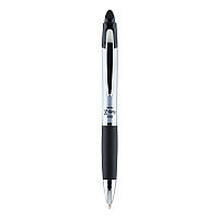 Zebra Z-Grip MAX Ballpoint Pen, Retractable, Medium 1 mm, Black Ink, Silver/Black Barrel, 12/Pack (22410)