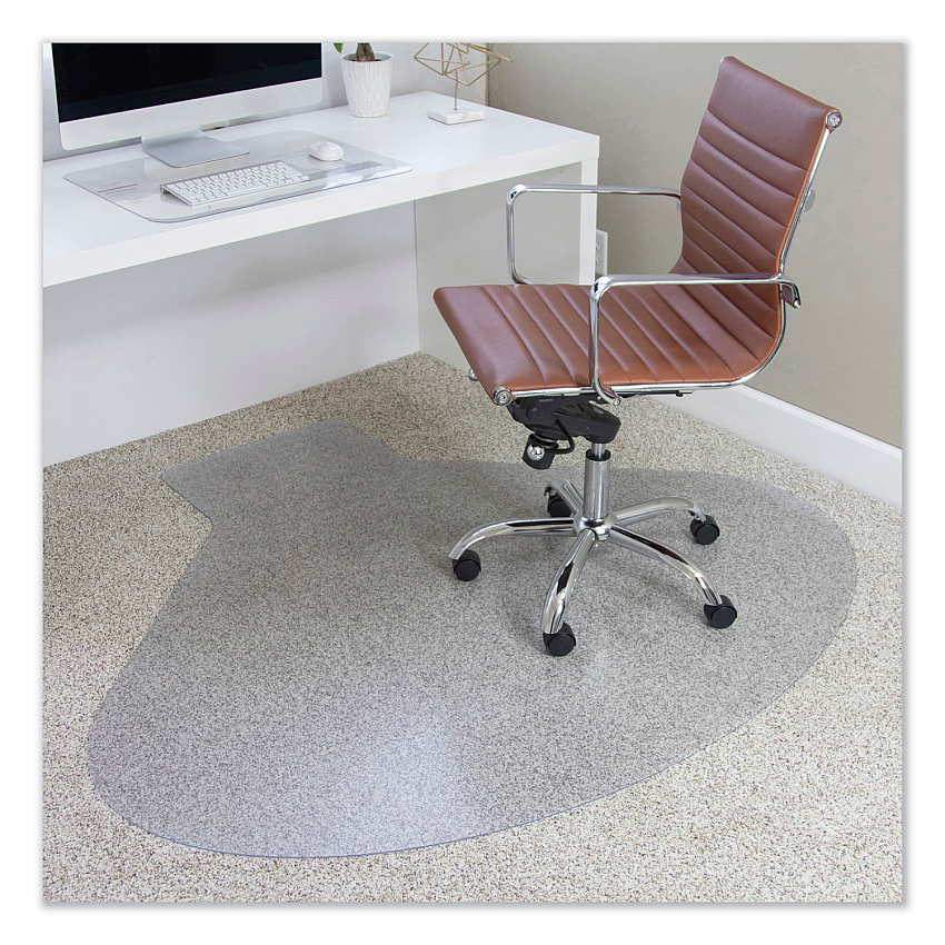 ES Robbins EverLife Chair Mats for Medium Pile Carpet, Contour,  66 x 60, Clear (122775)