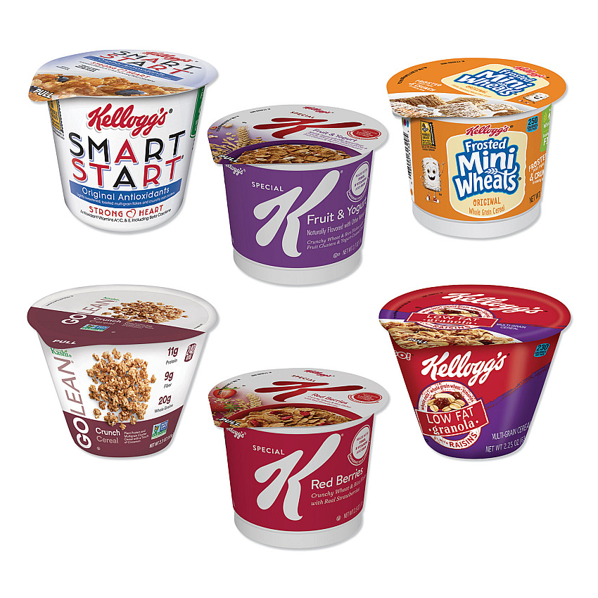 Kellogg's Breakfast Cereal - Single Serve, Classic Wellness Assortment, 2.2 oz Cup, 60/Carton (5X0404)