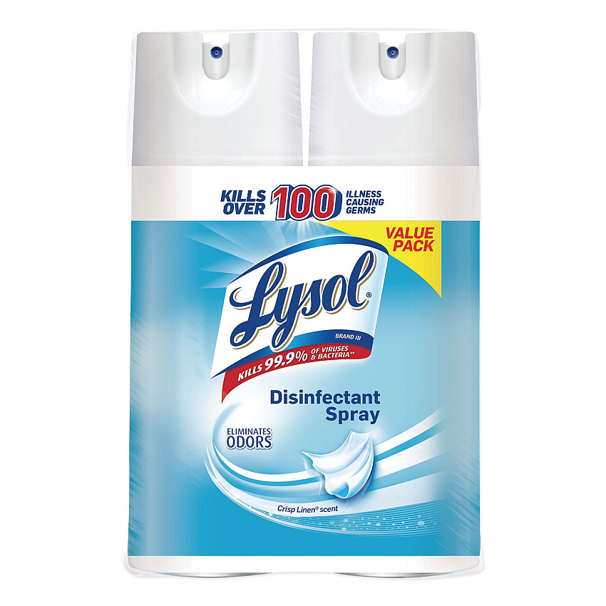 Lysol&reg; Disinfectant Spray, Crisp Linen, 12.5 oz Aerosol Spray, 2/Pack, 6 Pack/Carton (89946)