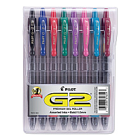 Pilot G2 Premium Gel Pen Convenience Pack, Retractable, Bold 1 mm, Assorted Ink and Barrel Colors, 8/Pack (31654)