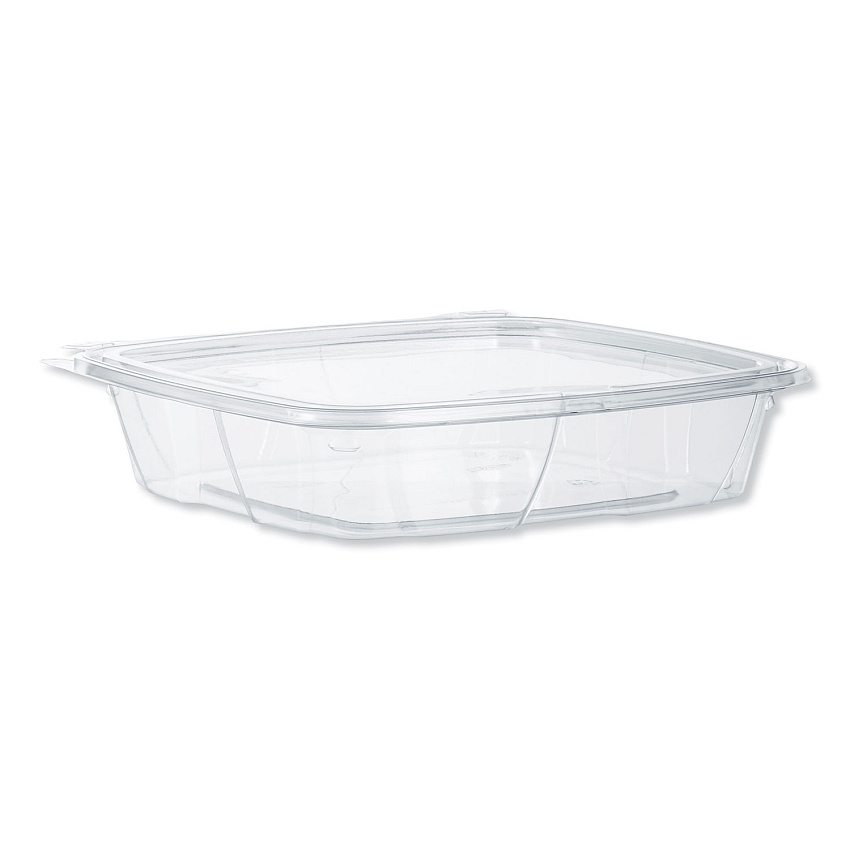 Dart ClearPac SafeSeal Tamper-Resistant/Evident Containers, Flat Lid, 35 oz, 7.9 x 8.8 x 1.8, Clear, Plastic, 100/Bag, 2 Bags/CT (CH35DEF)