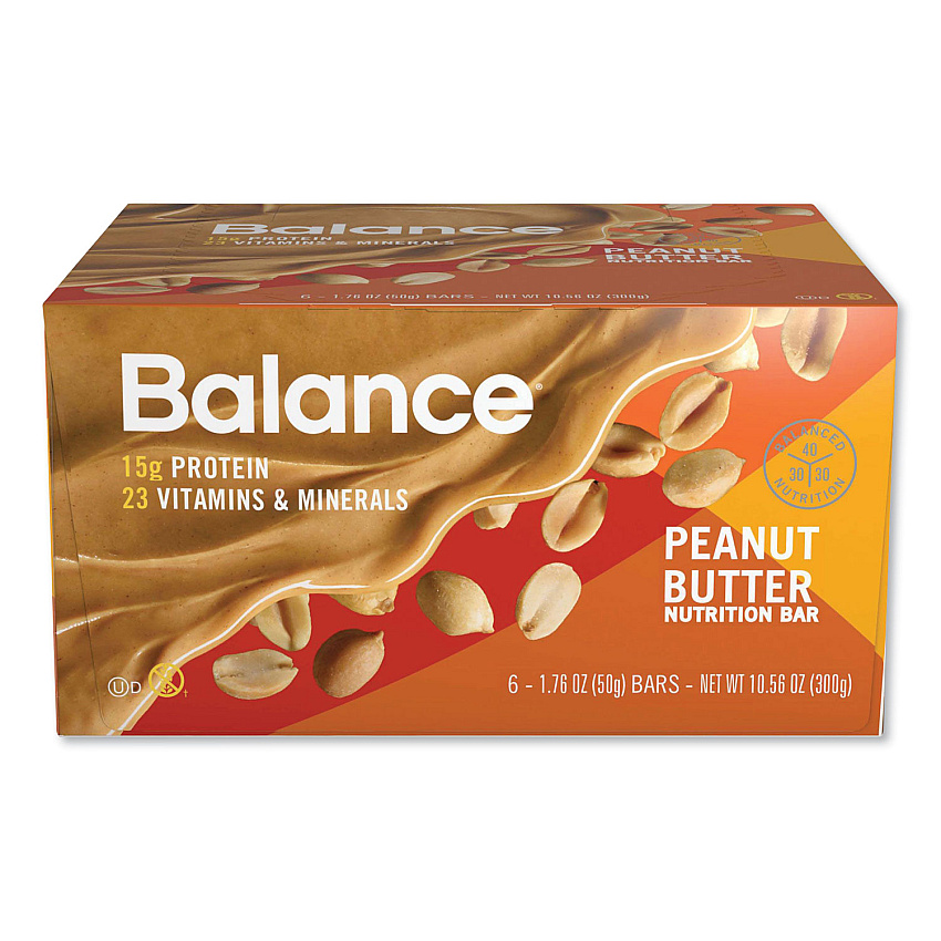 Balance Bar 40-30-30 Nutrition Bar, Peanut Butter, 1.76 oz, 6/Box (NRN57985)